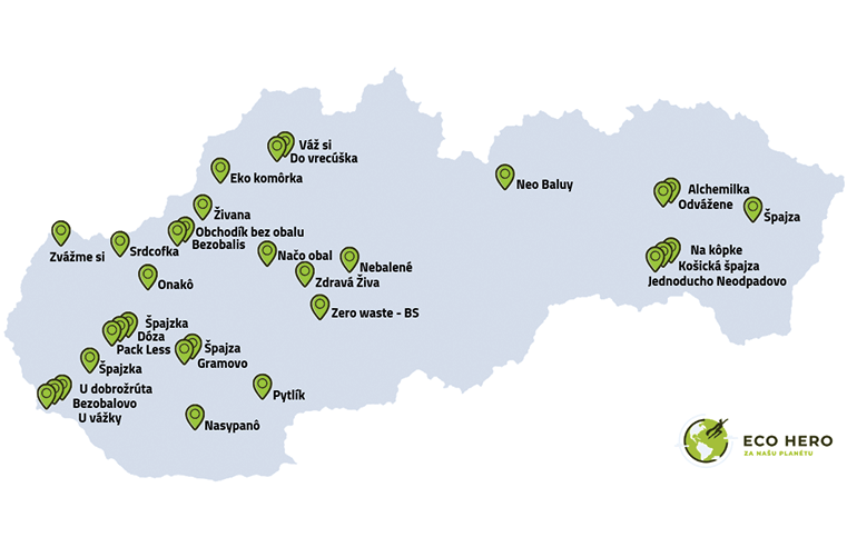 Mapa bezobalových a zero waste obchodov na Slovensku