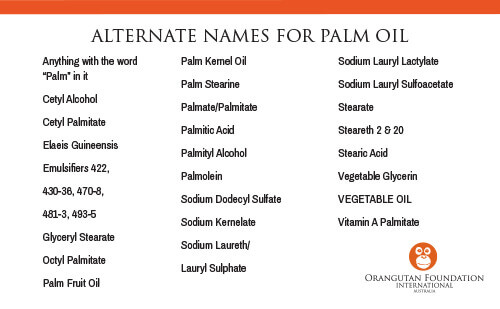 alternatívne názvy palmového oleja